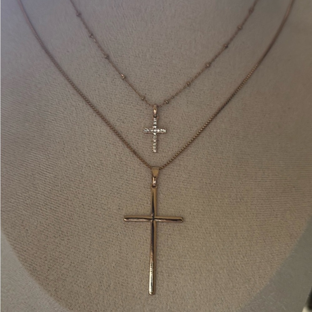 ALDO- RhiRania Gold Plated Chain Cross Pendant Necklaces